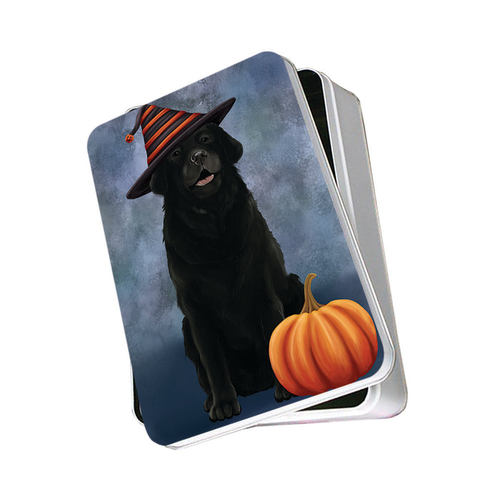 Happy Halloween Labrador Retriever Dog Wearing Witch Hat with Pumpkin Photo Storage Tin PITN54905