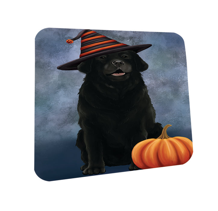 Happy Halloween Labrador Retriever Dog Wearing Witch Hat with Pumpkin Coasters Set of 4 CST54920