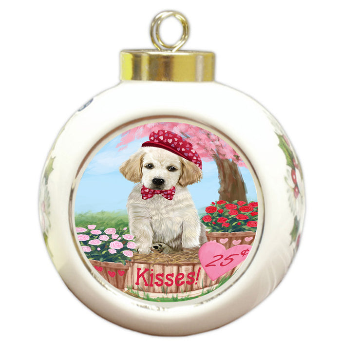Rosie 25 Cent Kisses Labrador Retriever Dog Round Ball Christmas Ornament RBPOR56315