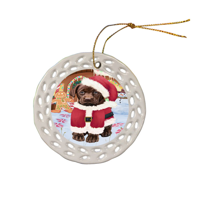 Christmas Gingerbread House Candyfest Labrador Retriever Dog Ceramic Doily Ornament DPOR56732