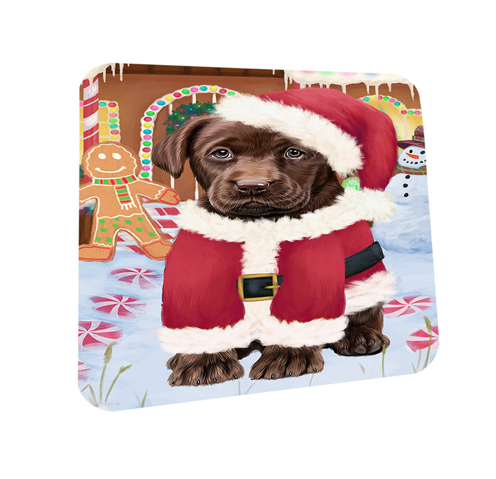 Christmas Gingerbread House Candyfest Labrador Retriever Dog Coasters Set of 4 CST56334