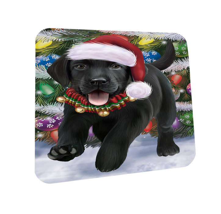 Trotting in the Snow Labrador Retriever Dog Coasters Set of 4 CST54545