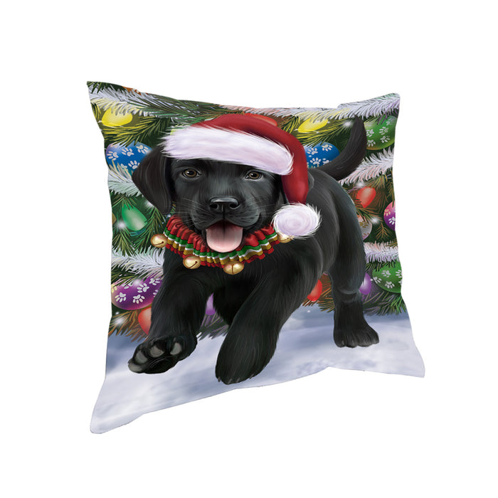 Trotting in the Snow Labrador Retriever Dog Pillow PIL75484