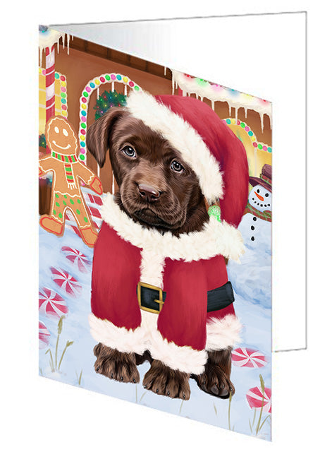 Christmas Gingerbread House Candyfest Labrador Retriever Dog Handmade Artwork Assorted Pets Greeting Cards and Note Cards with Envelopes for All Occasions and Holiday Seasons GCD73643