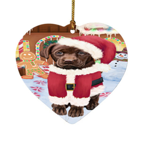 Christmas Gingerbread House Candyfest Labrador Retriever Dog Heart Christmas Ornament HPOR56732