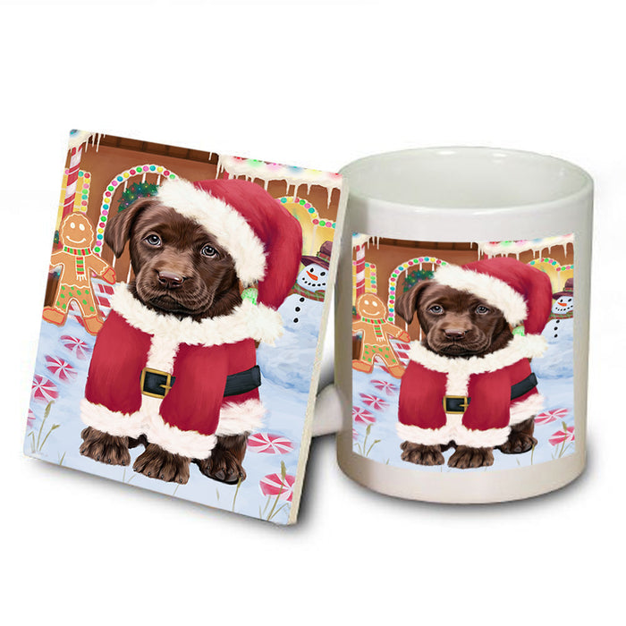 Christmas Gingerbread House Candyfest Labrador Retriever Dog Mug and Coaster Set MUC56368