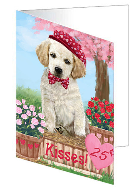 Rosie 25 Cent Kisses Labrador Retriever Dog Handmade Artwork Assorted Pets Greeting Cards and Note Cards with Envelopes for All Occasions and Holiday Seasons GCD72392