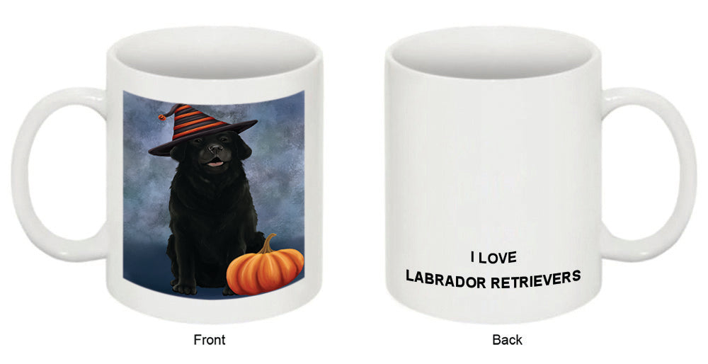 Happy Halloween Labrador Retriever Dog Wearing Witch Hat with Pumpkin Coffee Mug MUG50360