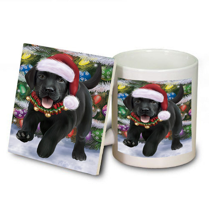 Trotting in the Snow Labrador Retriever Dog Mug and Coaster Set MUC54579