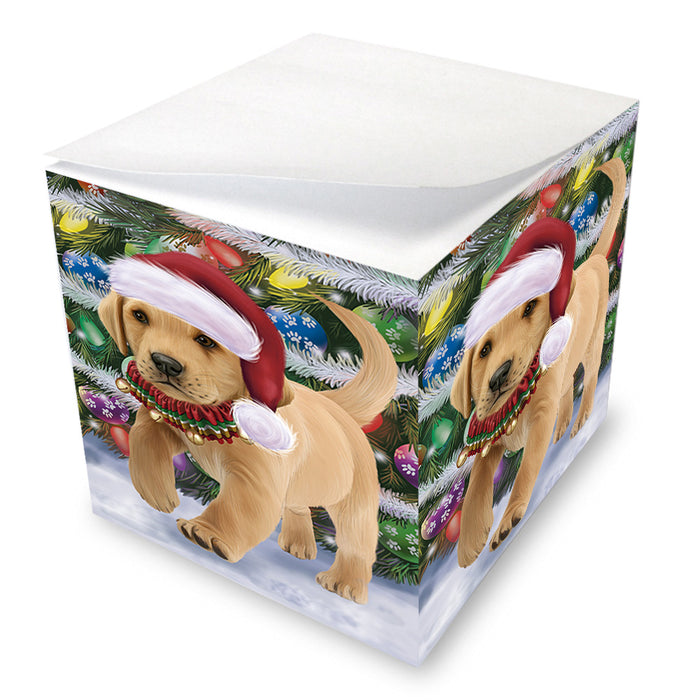 Trotting in the Snow Labrador Retriever Dog Note Cube NOC56234