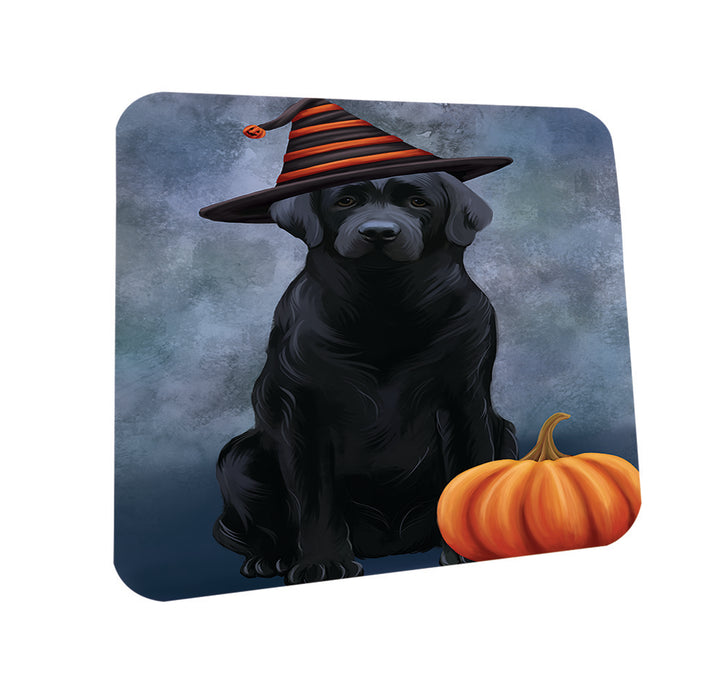 Happy Halloween Labrador Retriever Dog Wearing Witch Hat with Pumpkin Coasters Set of 4 CST54921
