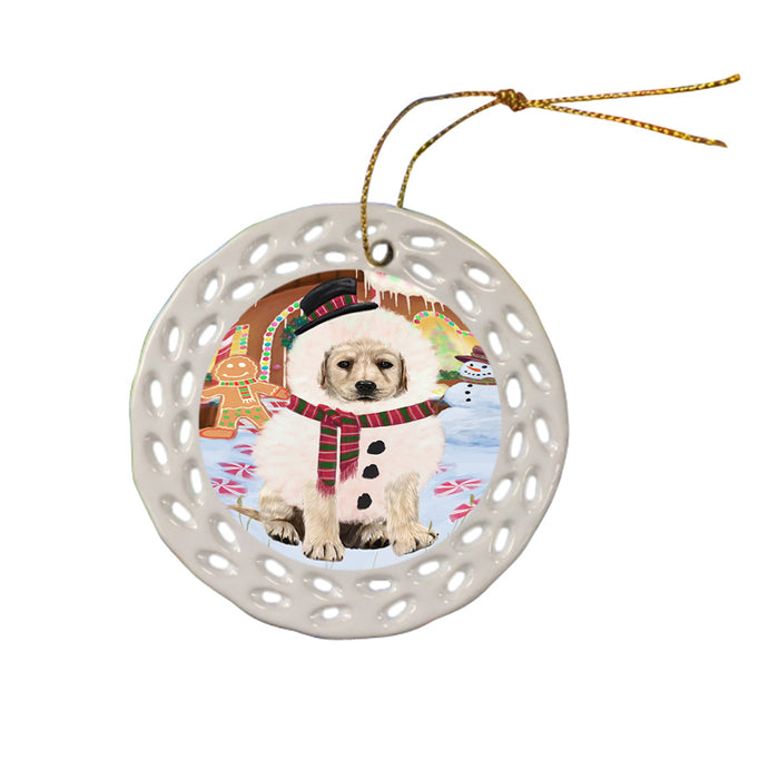 Christmas Gingerbread House Candyfest Labrador Retriever Dog Ceramic Doily Ornament DPOR56733