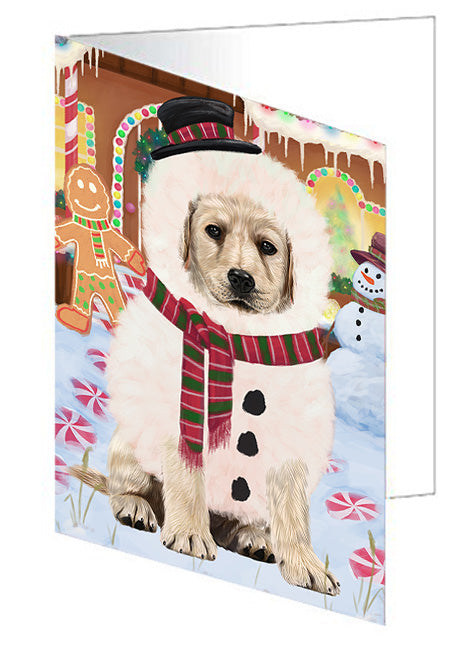 Christmas Gingerbread House Candyfest Labrador Retriever Dog Handmade Artwork Assorted Pets Greeting Cards and Note Cards with Envelopes for All Occasions and Holiday Seasons GCD73646