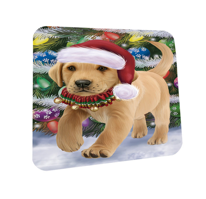 Trotting in the Snow Labrador Retriever Dog Coasters Set of 4 CST54546