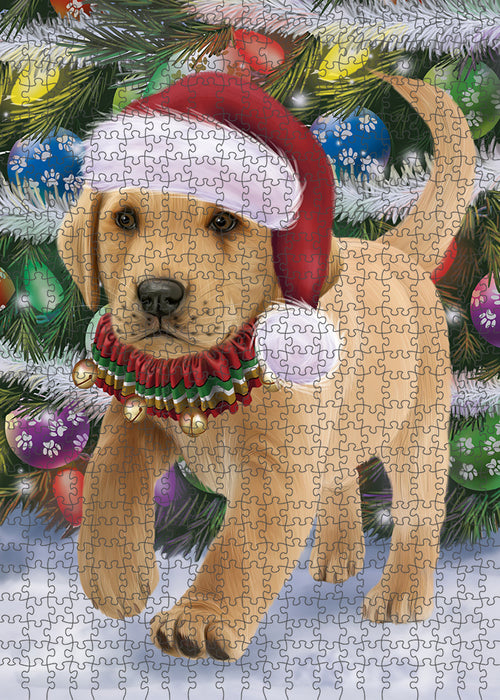 Trotting in the Snow Labrador Retriever Dog Puzzle with Photo Tin PUZL86020