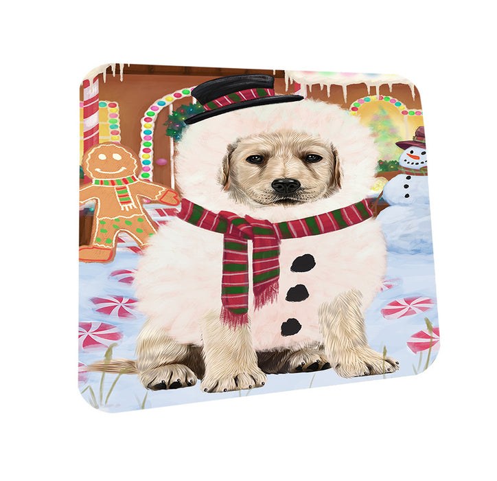 Christmas Gingerbread House Candyfest Labrador Retriever Dog Coasters Set of 4 CST56335