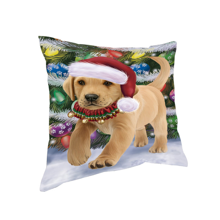 Trotting in the Snow Labrador Retriever Dog Pillow PIL75488