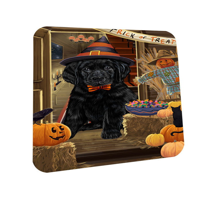 Enter at Own Risk Trick or Treat Halloween Labrador Retriever Dog Coasters Set of 4 CST53136