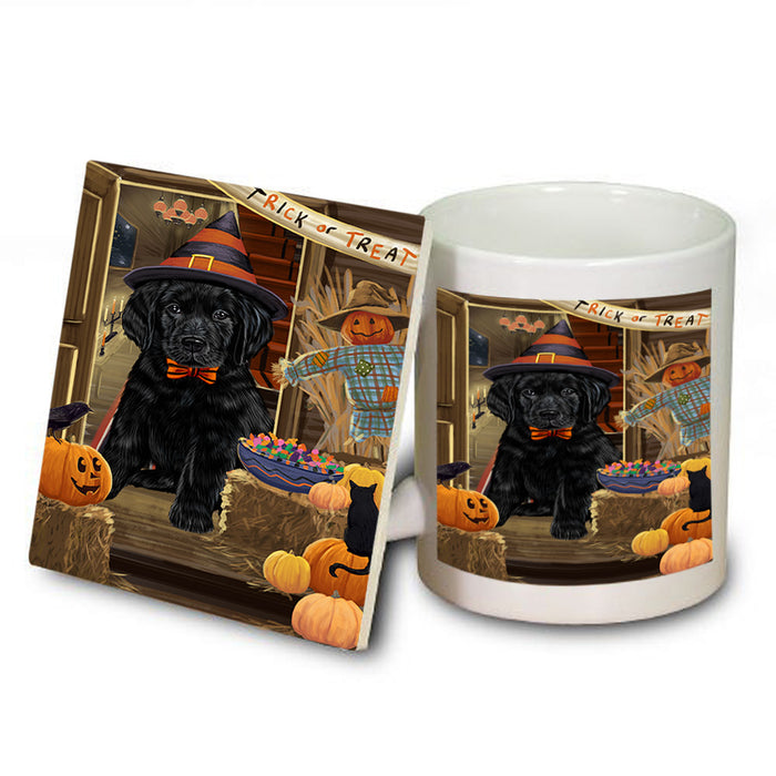 Enter at Own Risk Trick or Treat Halloween Labrador Retriever Dog Mug and Coaster Set MUC53170