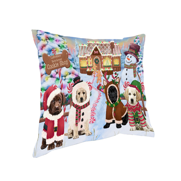 Holiday Gingerbread Cookie Shop Labrador Retrievers Dog Pillow PIL79932