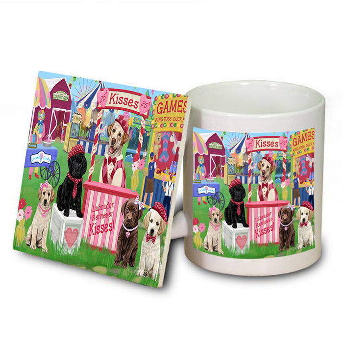 Carnival Kissing Booth Labrador Retrievers Dog Mug and Coaster Set MUC55896