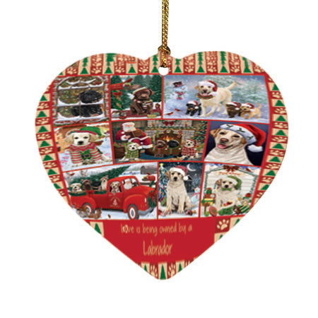 Love is Being Owned Christmas Labrador Retriever Dogs Heart Christmas Ornament HPOR57862