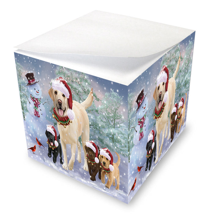 Christmas Running Family Dogs Labrador Retrievers Dog Note Cube NOC55870