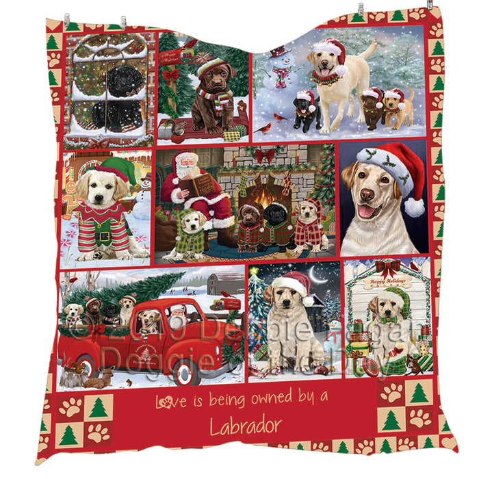 Love is Being Owned Christmas Labrador Retriever Dogs Quilt