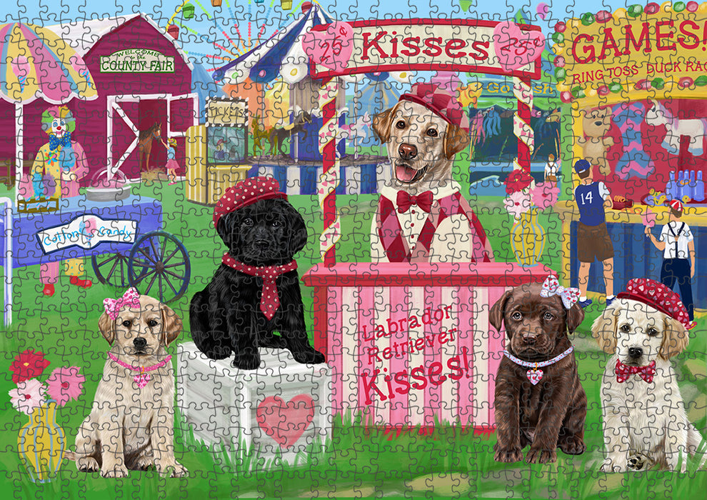Carnival Kissing Booth Labrador Retrievers Dog Puzzle with Photo Tin PUZL91820