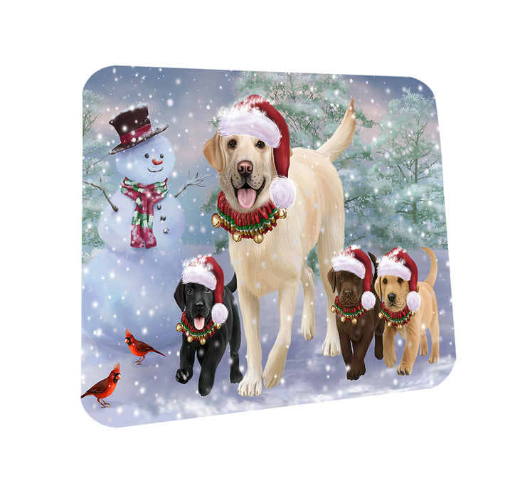 Christmas Running Family Dogs Labrador Retrievers Dog Coasters Set of 4 CST54182