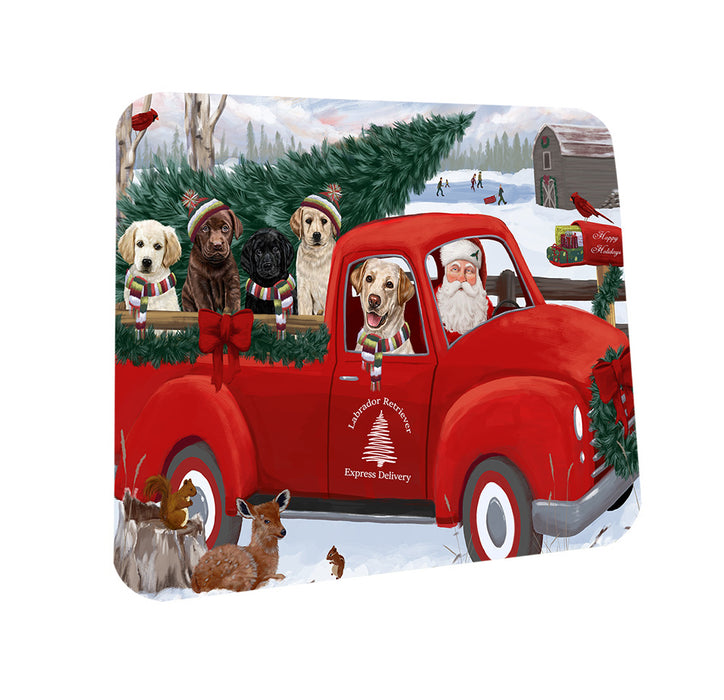 Christmas Santa Express Delivery Labrador Retrievers Dog Family Coasters Set of 4 CST55004