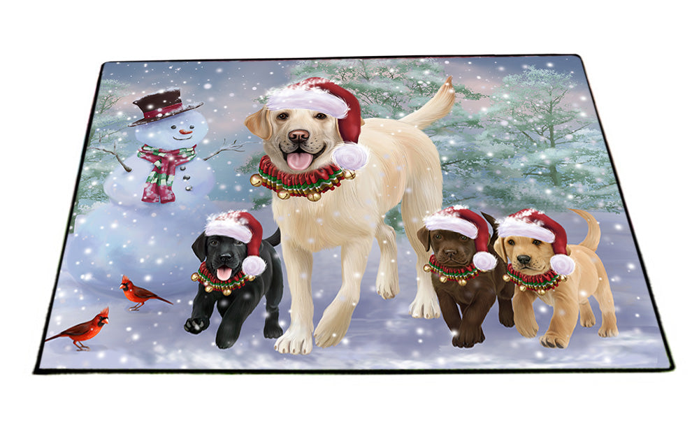 Christmas Running Family Dogs Labrador Retrievers Dog Floormat FLMS54544