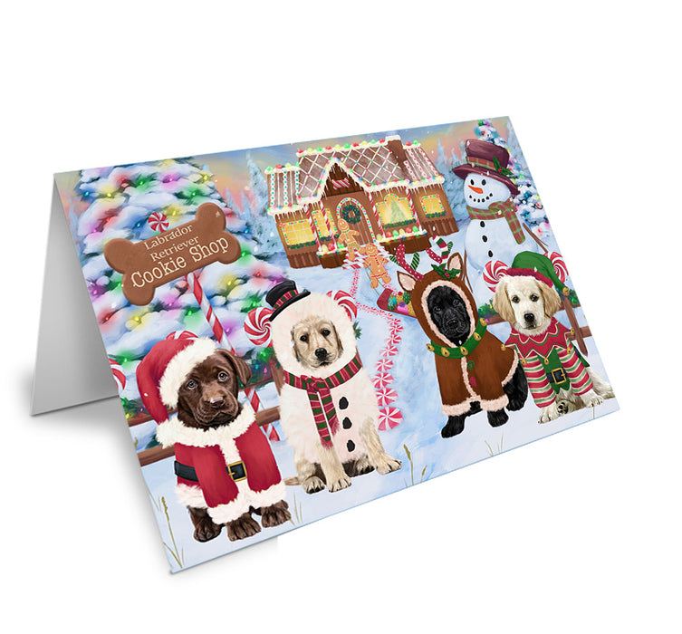 Holiday Gingerbread Cookie Shop Labrador Retrievers Dog Handmade Artwork Assorted Pets Greeting Cards and Note Cards with Envelopes for All Occasions and Holiday Seasons GCD73745