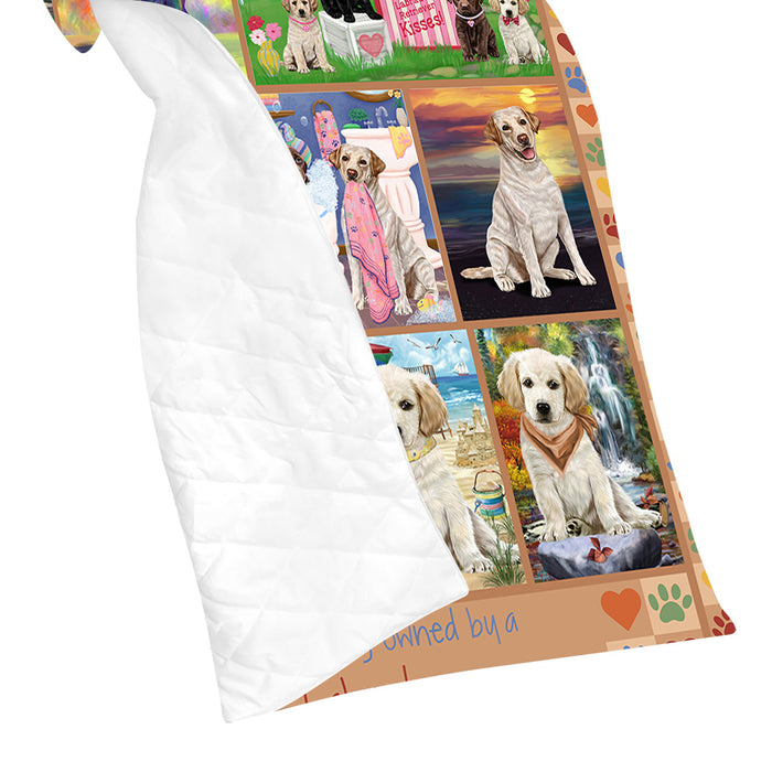 Love is Being Owned Labrador Retriever Dog Beige Quilt