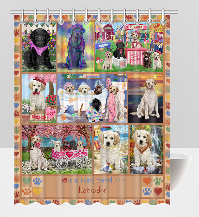 Love is Being Owned Labrador Retriever Dog Beige Shower Curtain