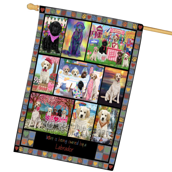 Love is Being Owned Labrador Retriever Dog Grey House Flag FLG65501