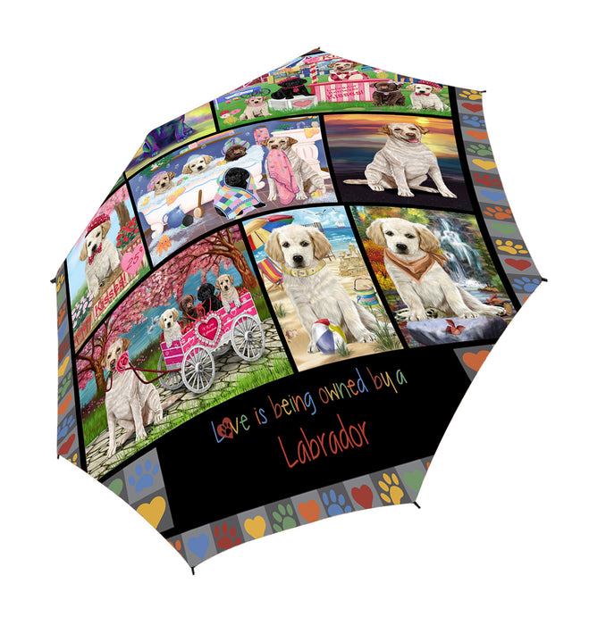 Love is Being Owned Labrador Retriever Dog Grey Semi-Automatic Foldable Umbrella