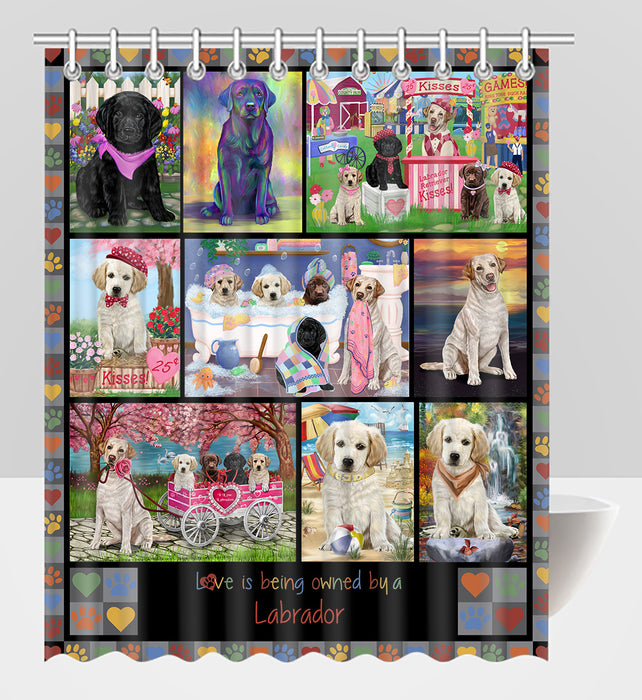 Love is Being Owned Labrador Retriever Dog Grey Shower Curtain