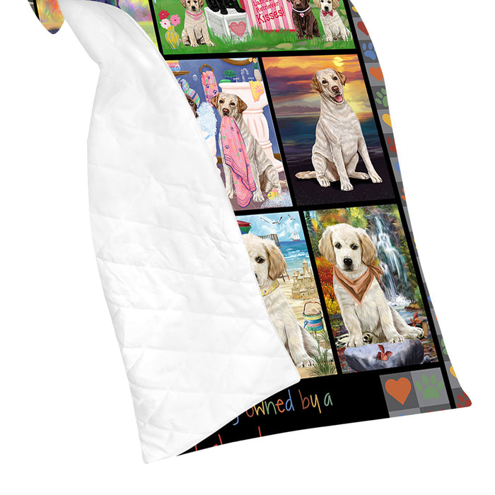 Love is Being Owned Labrador Retriever Dog Grey Quilt