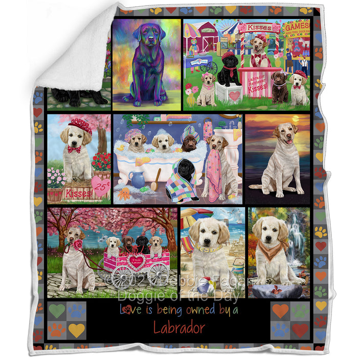 Love is Being Owned Labrador Retriever Dog Grey Blanket BLNKT137595