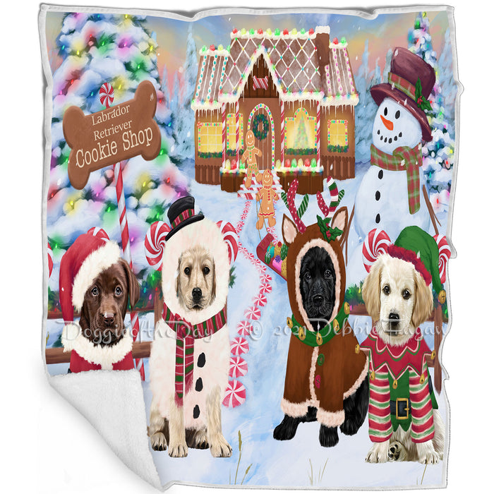 Holiday Gingerbread Cookie Shop Labrador Retrievers Dog Blanket BLNKT127110