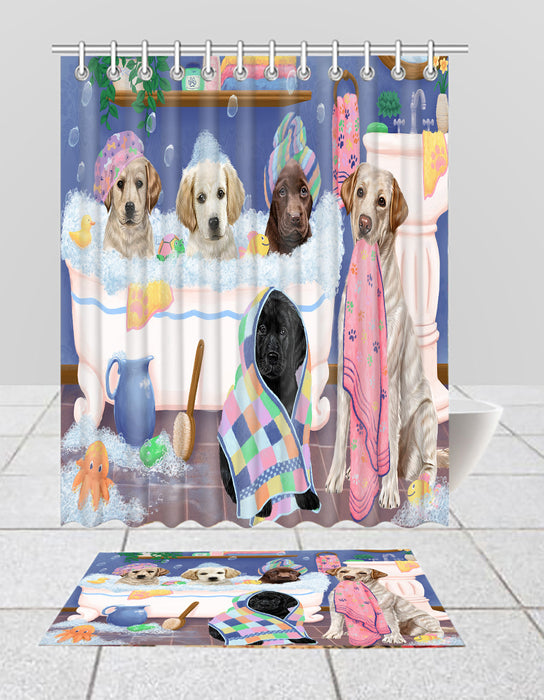 Rub A Dub Dogs In A Tub Labrador Dogs Bath Mat and Shower Curtain Combo