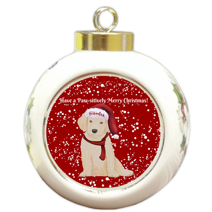 Custom Personalized Pawsitively Labrador Dog Merry Christmas Round Ball Ornament