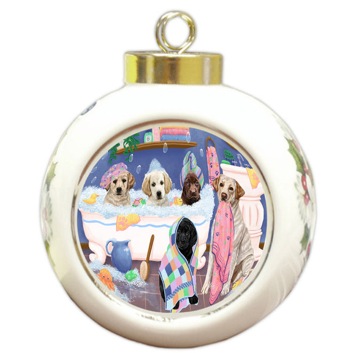 Rub A Dub Dogs In A Tub Labradors Dog Round Ball Christmas Ornament RBPOR57155