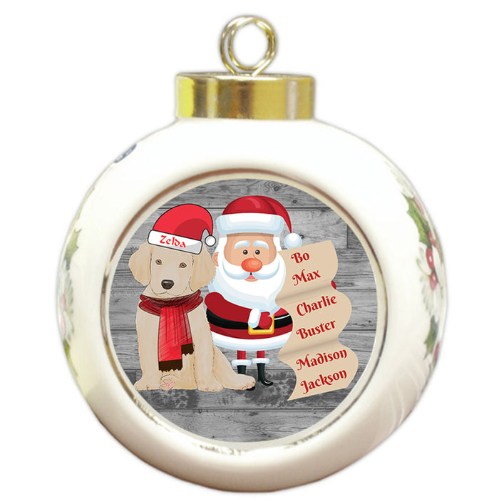 Custom Personalized Santa with Labrador Dog Christmas Round Ball Ornament