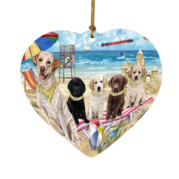 Pet Friendly Beach Labradors Dogs Heart Christmas Ornament HPORA58863