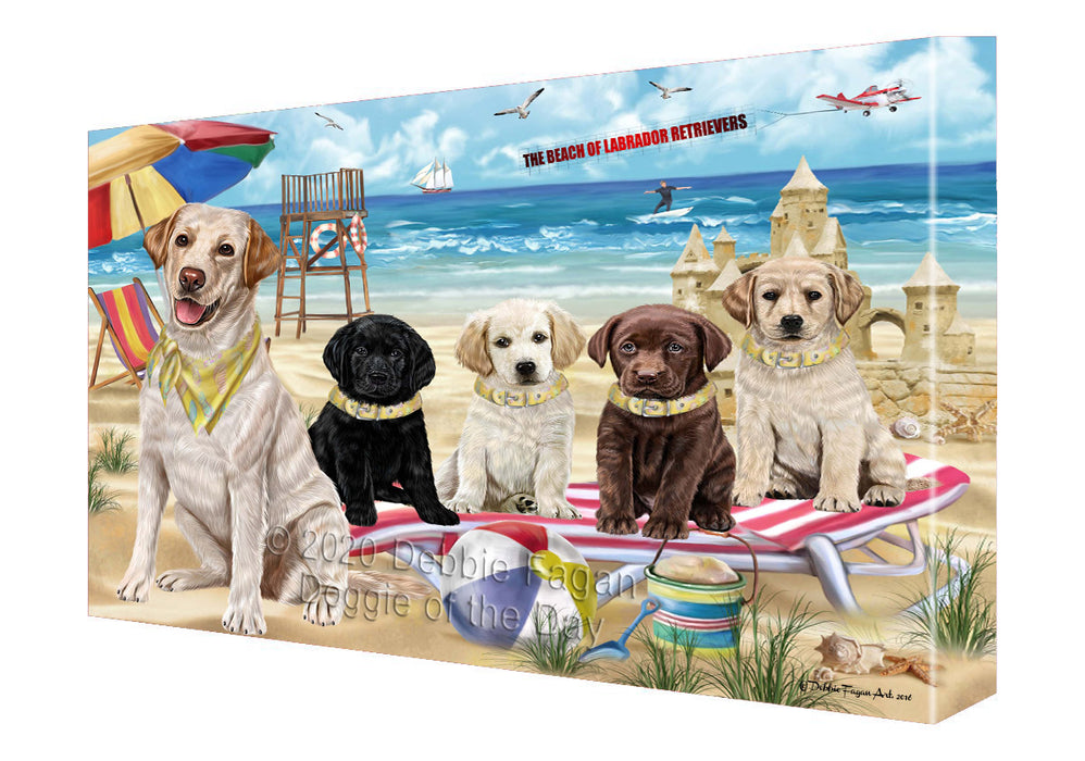 Pet Friendly Beach Labradors Dogs Canvas Wall Art - Premium Quality Ready to Hang Room Decor Wall Art Canvas - Unique Animal Printed Digital Painting for Decoration