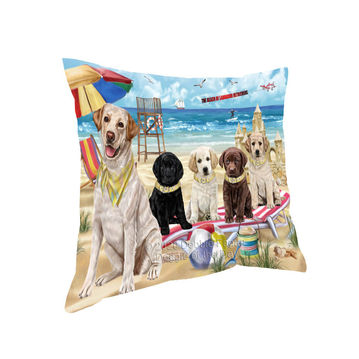 Pet Friendly Beach Labradors Dogs Pillow with Top Quality High-Resolution Images - Ultra Soft Pet Pillows for Sleeping - Reversible & Comfort - Ideal Gift for Dog Lover - Cushion for Sofa Couch Bed - 100% Polyester