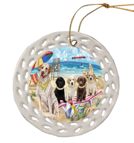 Pet Friendly Beach Labradors Dogs  Doily Ornament DPOR58514
