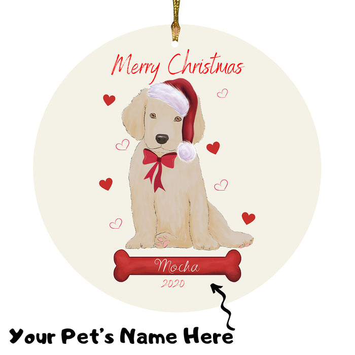 Personalized Merry Christmas  Labrador Dog Christmas Tree Round Flat Ornament RBPOR58972
